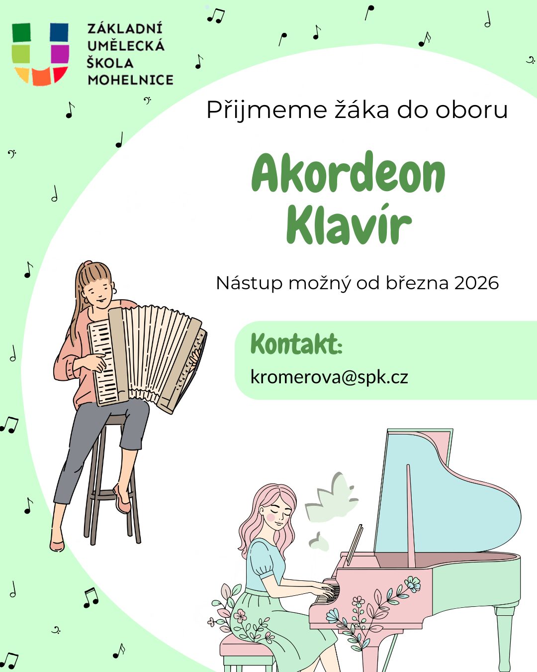 Přijmeme žáka do oboru akordeon / klavír