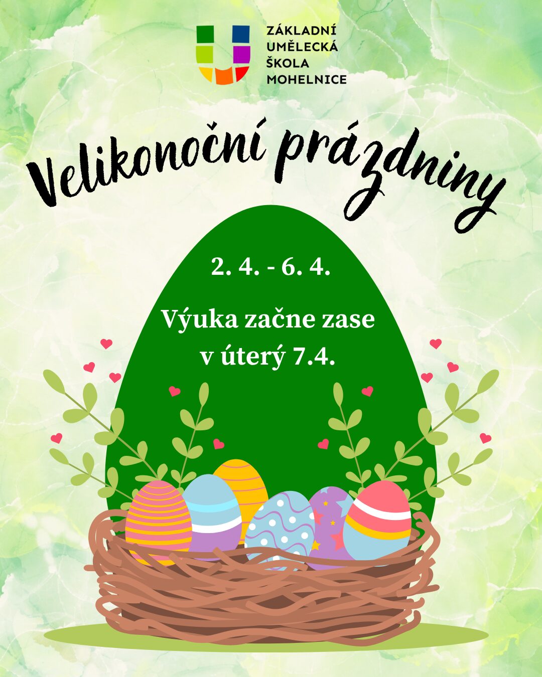 Velikonoční prázdniny 2.–6. 4.